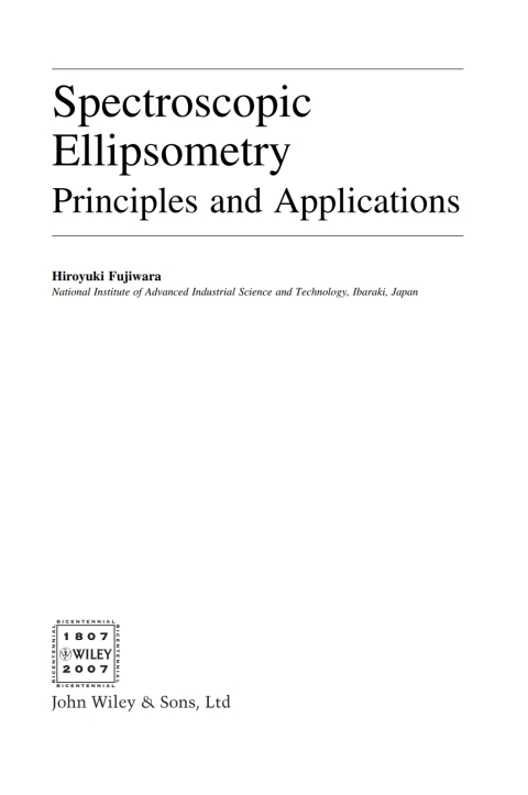 Cover image for book Spectroscopic Ellipsometry
