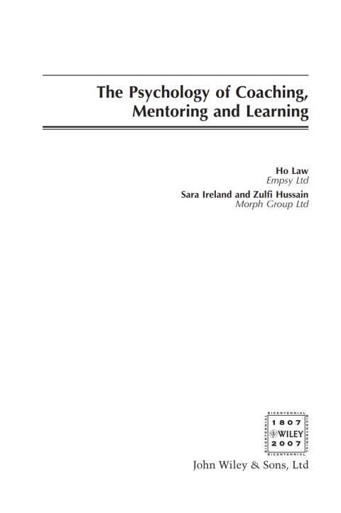 Cover image for book The Psychology of Coaching, Mentoring and Learning