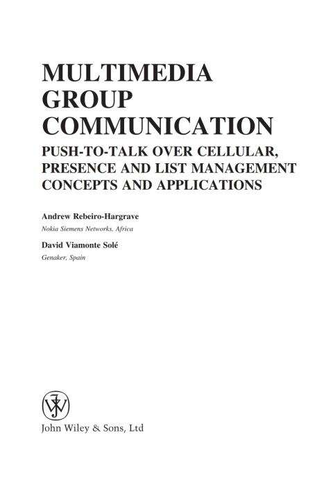 Cover image for book Multimedia Group Communication