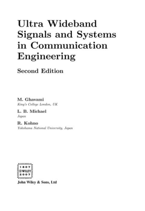 Cover image for book Ultra Wideband Signals and Systems in Communication Engineering