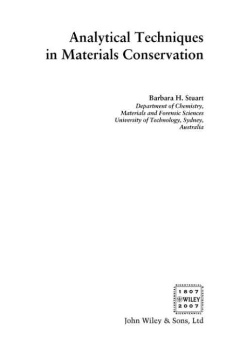 Cover image for book Analytical Techniques in Materials Conservation