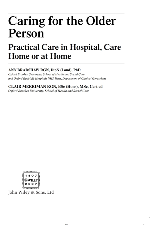 Cover image for book Caring for the Older Person: Practical Care in Hospital, Care Home or at Home