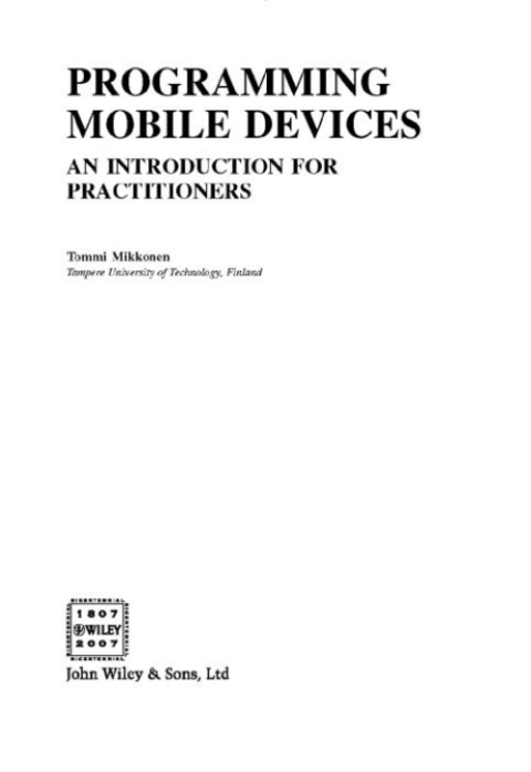 Cover image for book Programming Mobile Devices