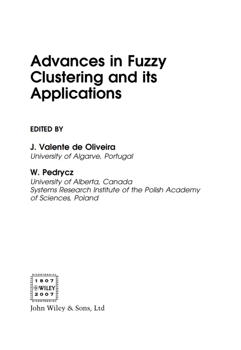 Cover image for book Advances in Fuzzy Clustering and its Applications