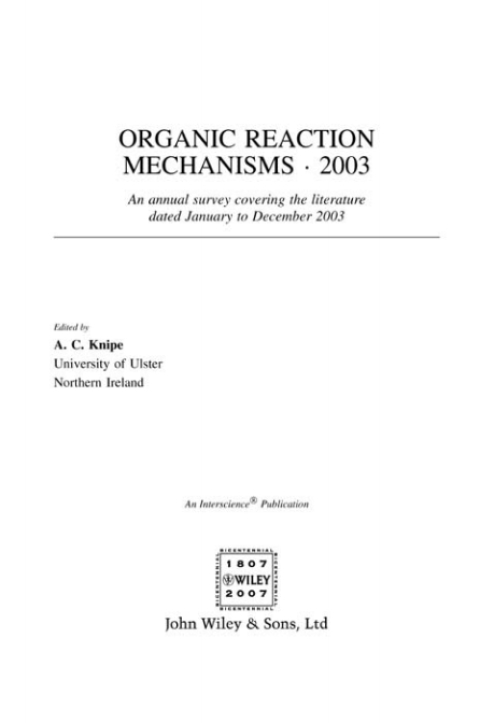Cover image for book Organic Reaction Mechanisms 2003
