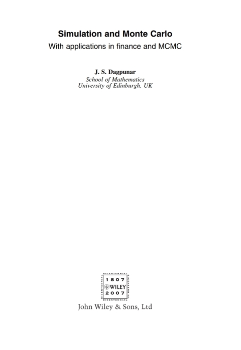 Cover image for book Simulation and Monte Carlo