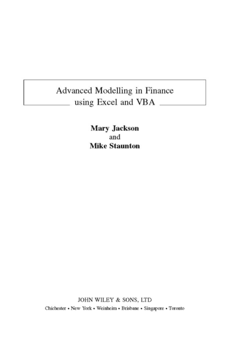 Cover image for book Advanced Modelling in Finance using Excel and VBA