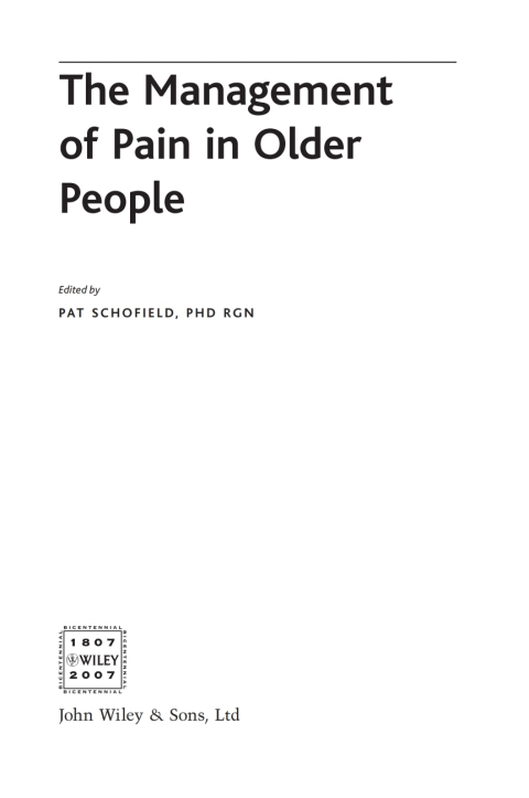 Cover image for book The Management of Pain in Older People