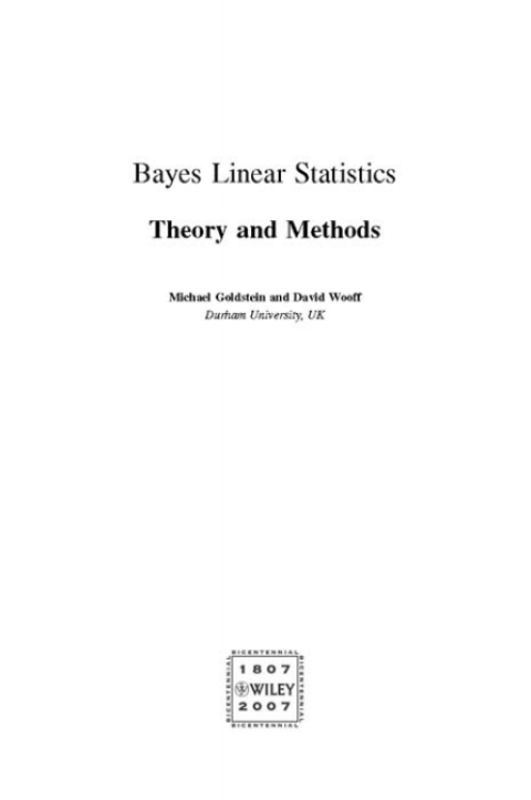 Cover image for book Bayes Linear Statistics: Theory and Methods