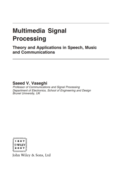 Cover image for book Multimedia Signal Processing
