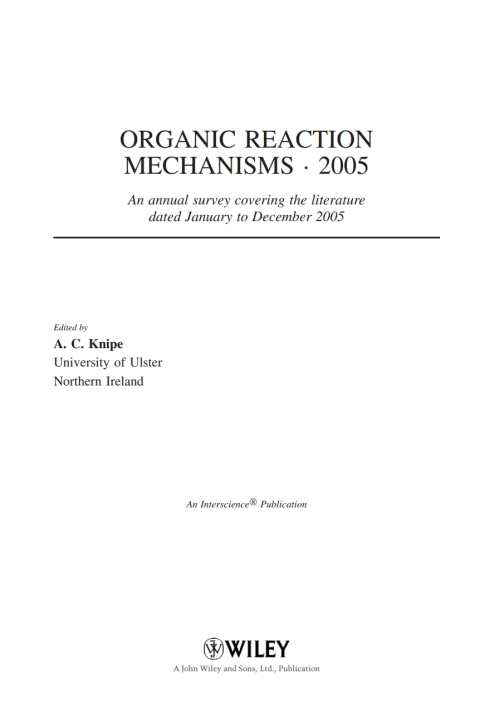 Cover image for book Organic Reaction Mechanisms 2005