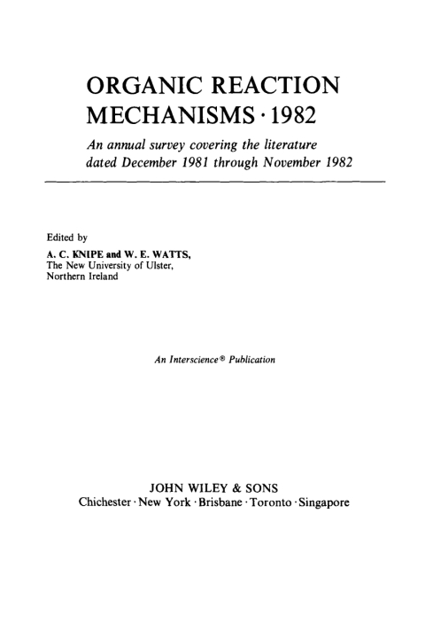 Cover image for book Organic Reaction Mechanisms 1982