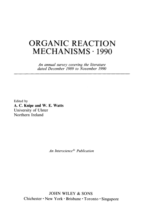 Cover image for book Organic Reaction Mechanisms 1990