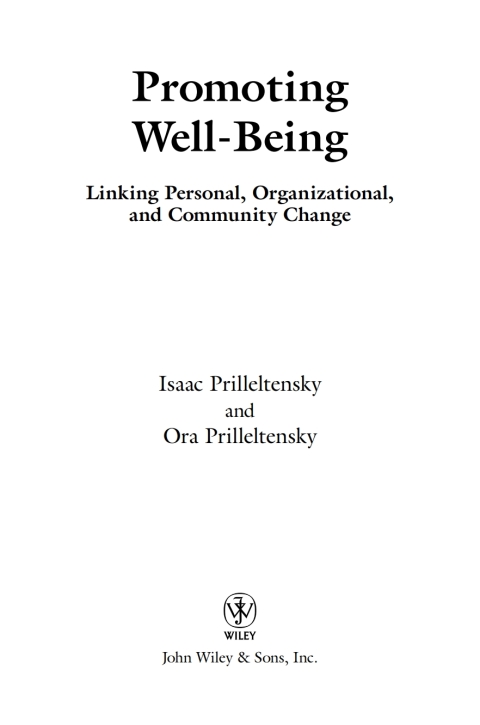 Cover image for book Promoting Well-Being: Linking Personal, Organizational, and Community Change