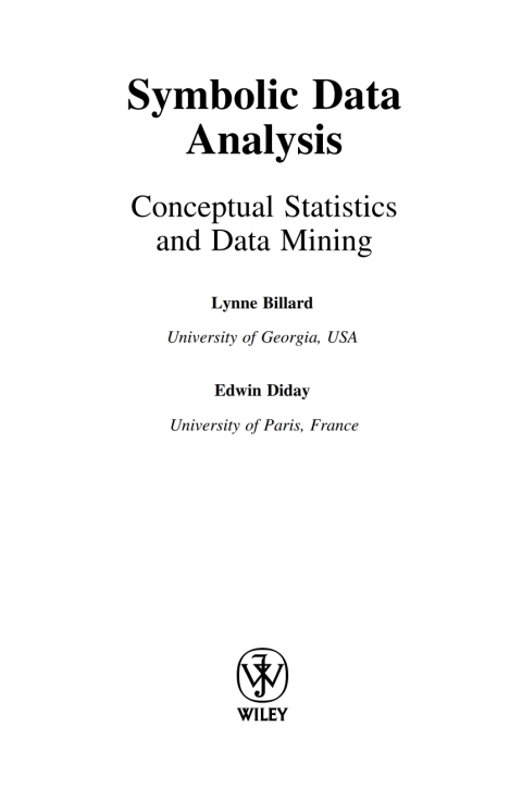 Cover image for book Symbolic Data Analysis