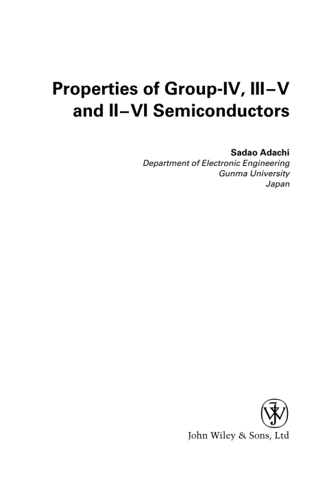 Cover image for book Properties of Group-IV, III-V and II-VI Semiconductors