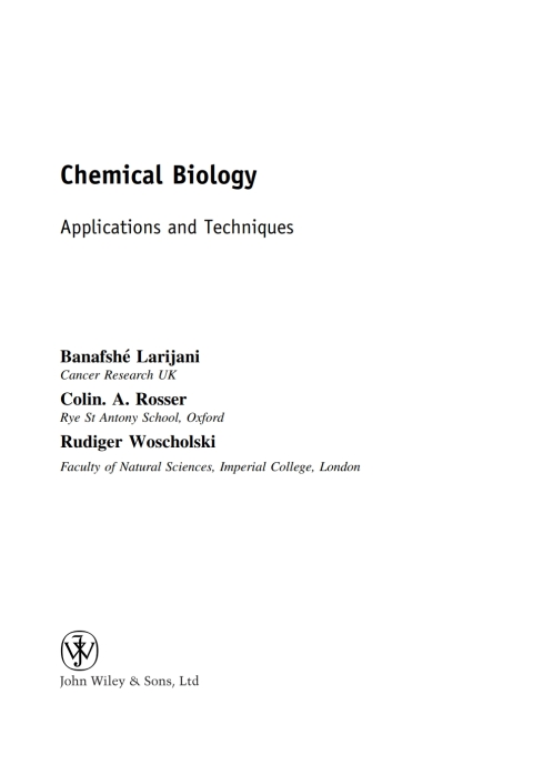 Cover image for book Chemical Biology: Techniques and Applications