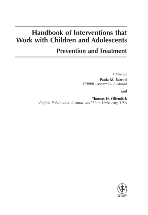 Handbook of Interventions that Work with Children and Adolescents: Prevention and Treatment 