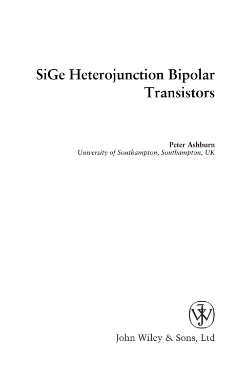 Cover image for book SiGe Heterojunction Bipolar Transistors