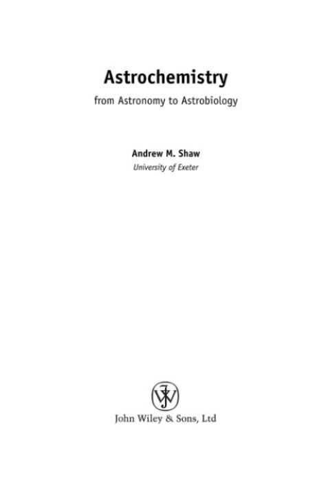 Cover image for book Astrochemistry