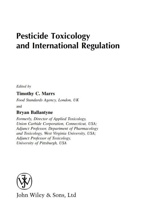 Cover image for book Pesticide Toxicology and International Regulation