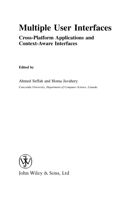 Cover image for book Multiple User Interfaces