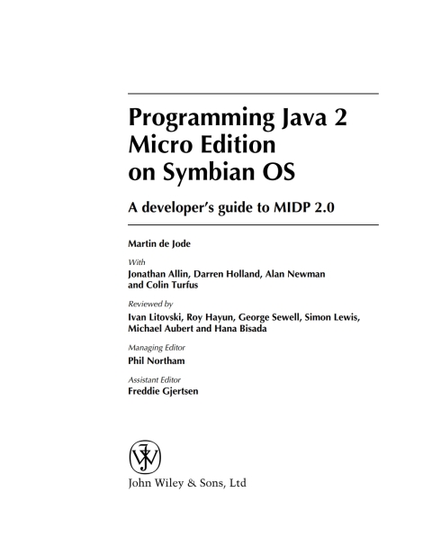Cover image for book Programming Java 2 Micro Edition for Symbian OS
