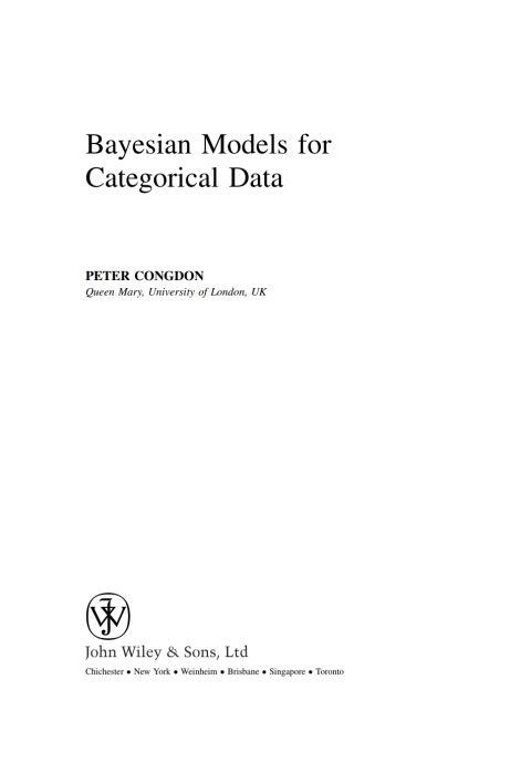 Cover image for book Bayesian Models for Categorical Data
