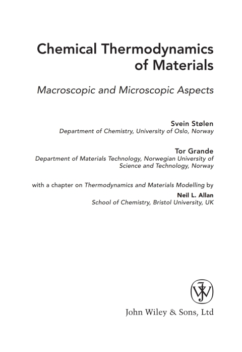 Cover image for book Chemical Thermodynamics of Materials: Macroscopic and Microscopic Aspects