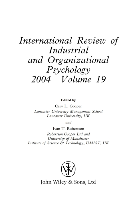 International Review of Industrial and Organizational Psychology 2004 