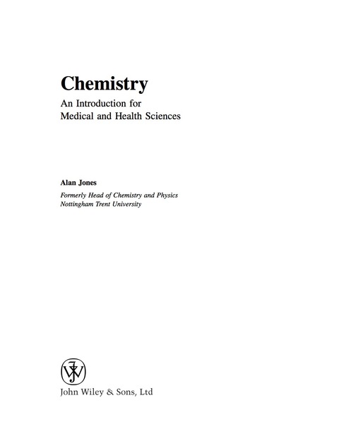 Cover image for book Chemistry: An Introduction for Medical and Health Sciences