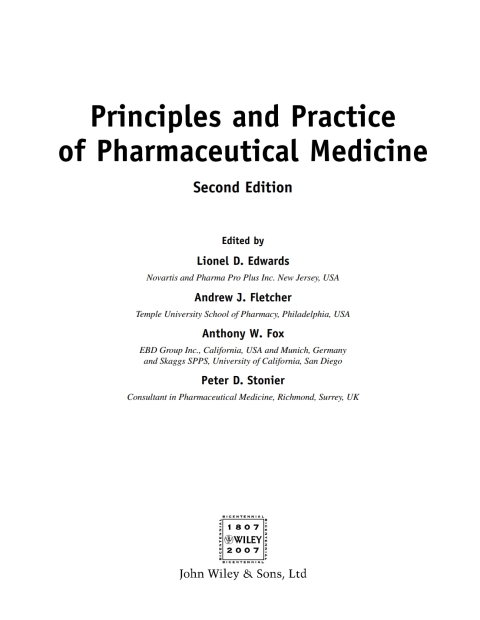 Cover image for book Principles and Practice of Pharmaceutical Medicine
