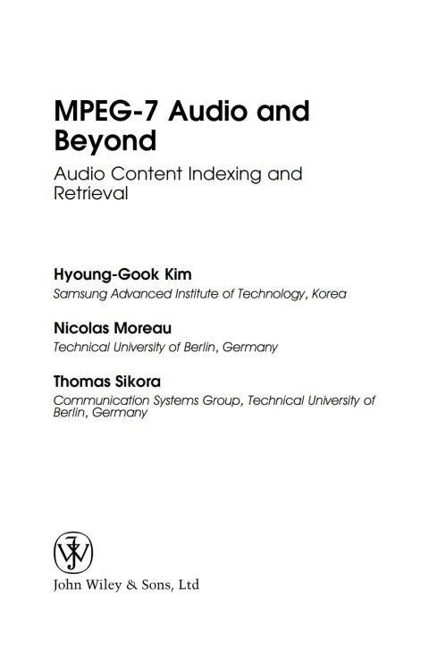 Cover image for book MPEG-7 Audio and Beyond