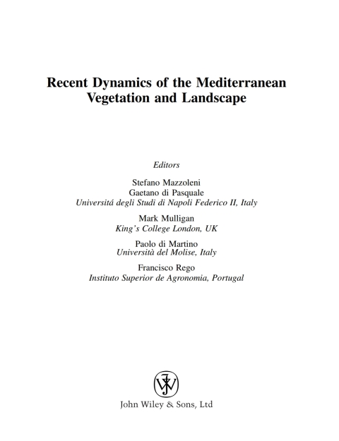 Cover image for book Recent Dynamics of the Mediterranean Vegetation and Landscape