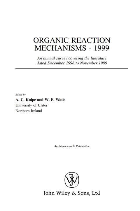 Cover image for book Organic Reaction Mechanisms 1999