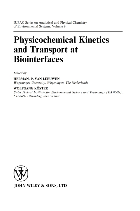 Cover image for book Physicochemical Kinetics and Transport at Biointerfaces