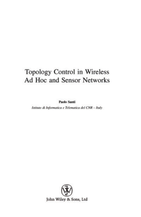 Cover image for book Topology Control in Wireless Ad Hoc and Sensor Networks