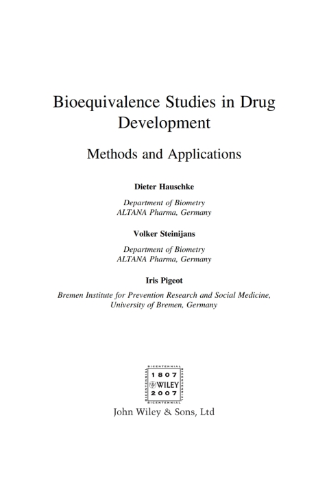 Cover image for book Bioequivalence Studies in Drug Development: Methods and Applications