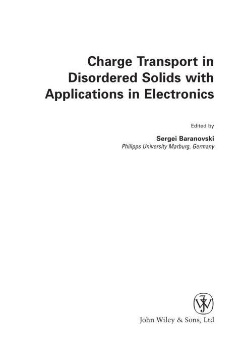 Cover image for book Charge Transport in Disordered Solids with Applications in Electronics