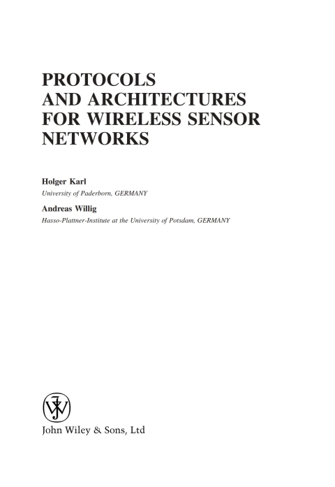 Cover image for book Protocols and Architectures for Wireless Sensor Networks