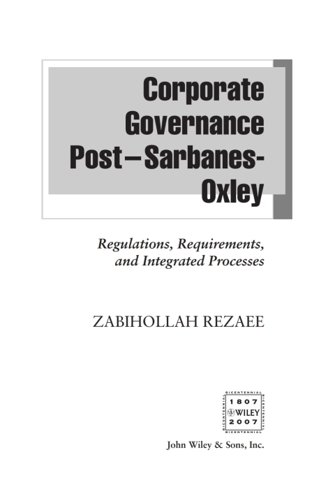 Cover image for book Corporate Governance Post-Sarbanes-Oxley