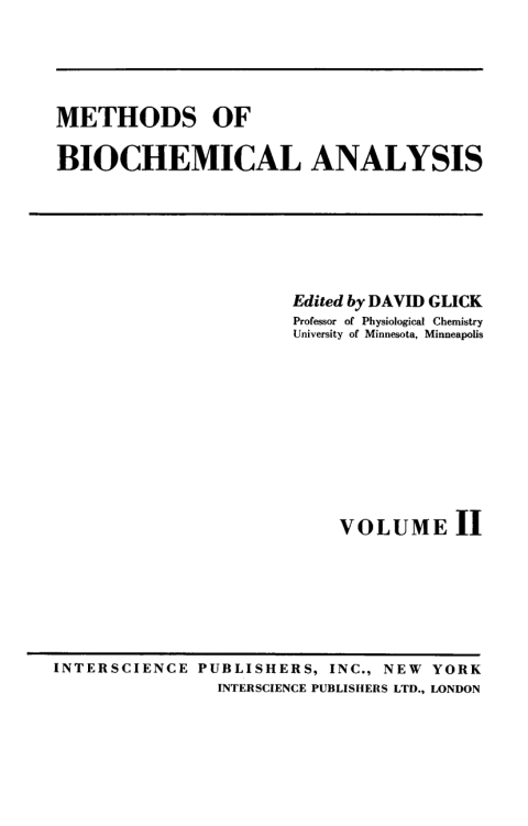 Cover image for book Methods of Biochemical Analysis