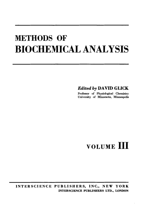 Cover image for book Methods of Biochemical Analysis