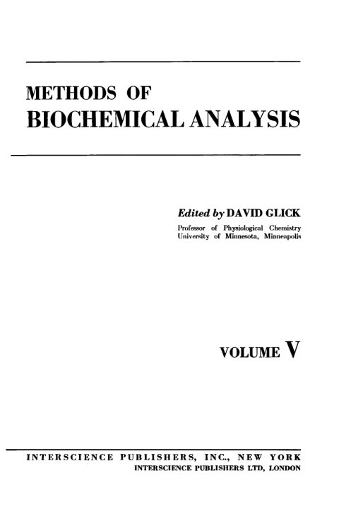 Cover image for book Methods of Biochemical Analysis