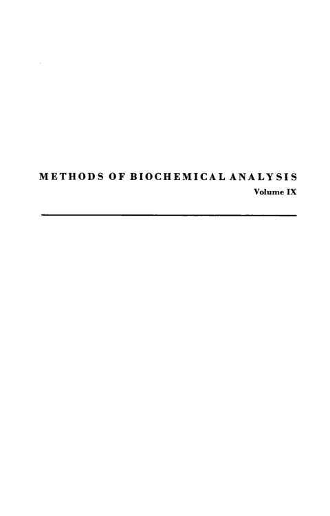 Cover image for book Methods of Biochemical Analysis