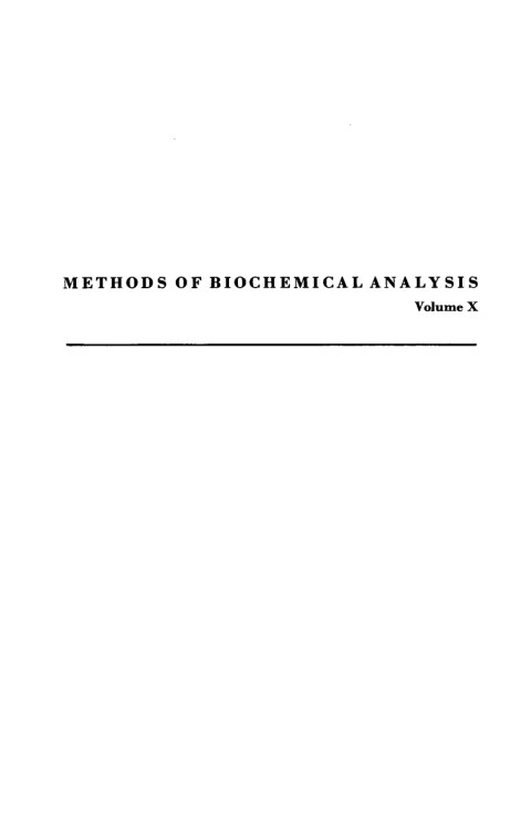 Cover image for book Methods of Biochemical Analysis