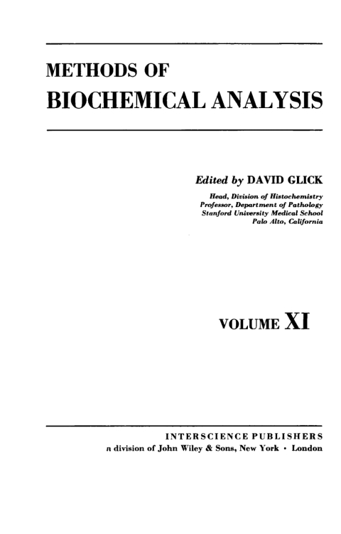 Cover image for book Methods of Biochemical Analysis