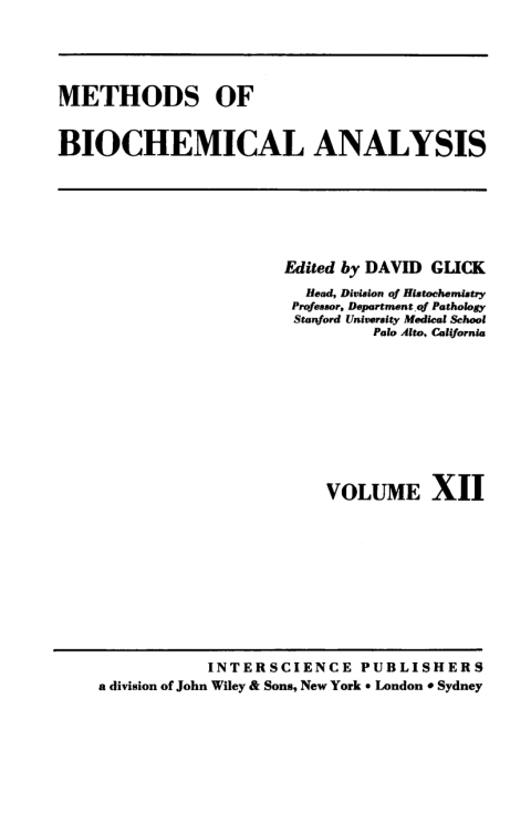 Cover image for book Methods of Biochemical Analysis