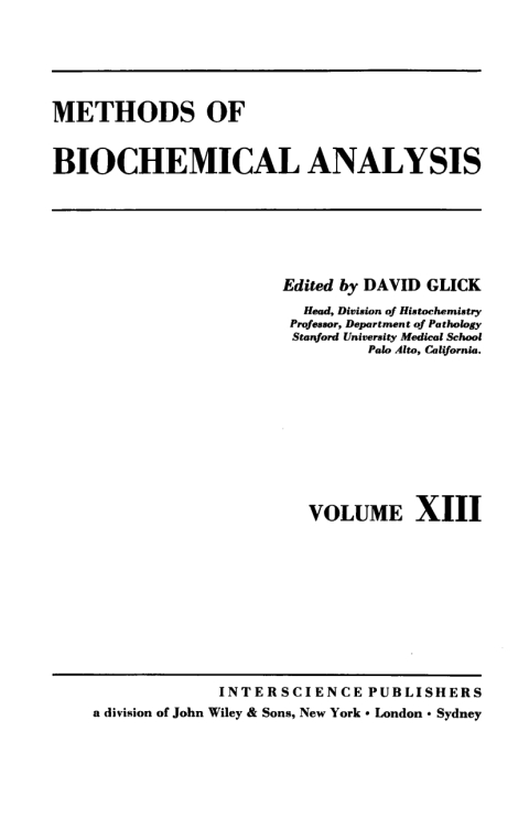 Cover image for book Methods of Biochemical Analysis