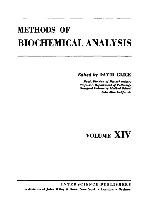 Cover image for book Methods of Biochemical Analysis